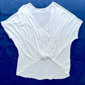 White v-neck twist-waist top